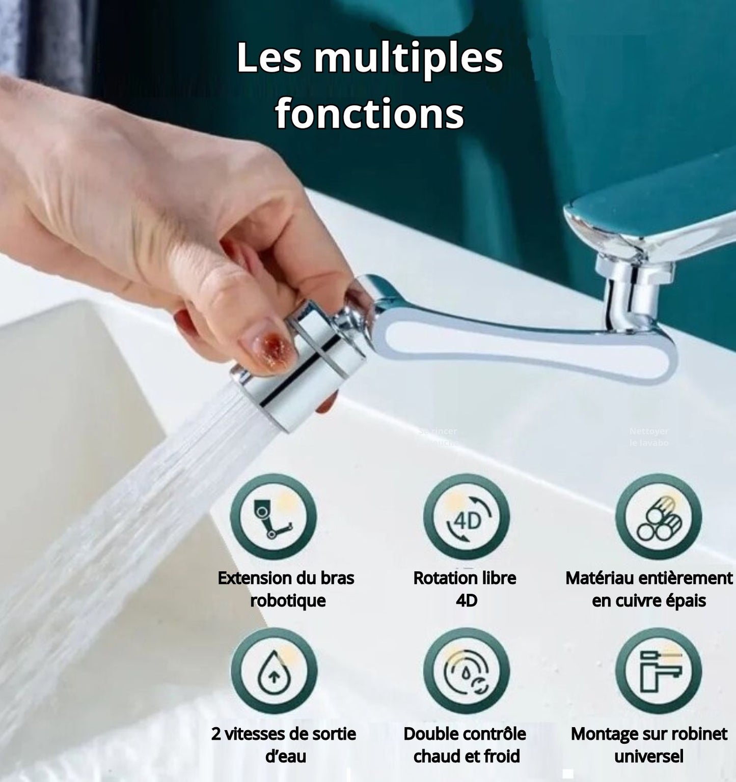 Robinet articulé rotatif multifonction 1080°