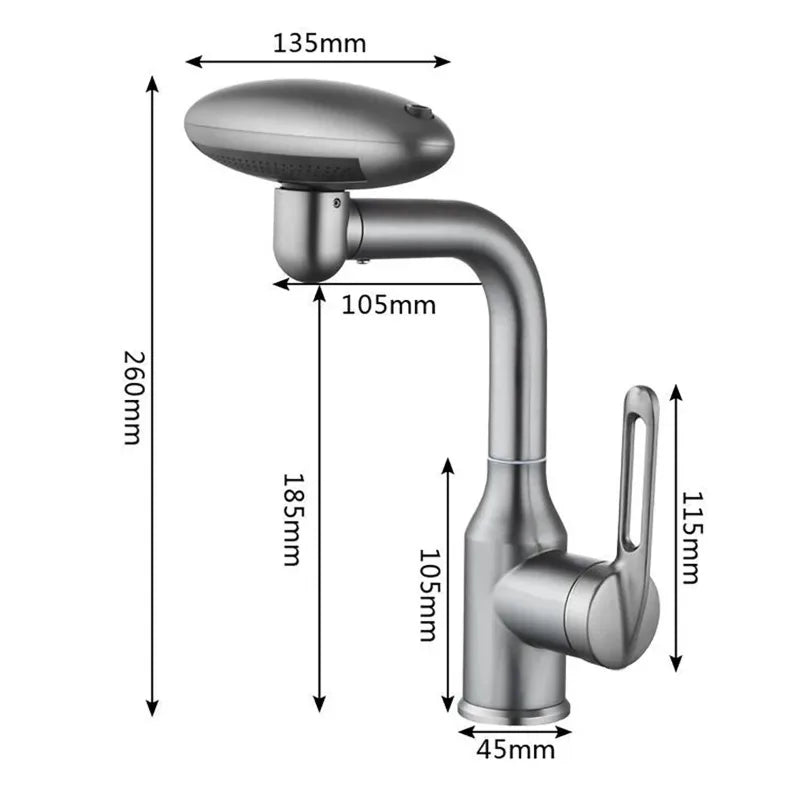 Mitigeur lavabo - MultiFlow Inox dimension