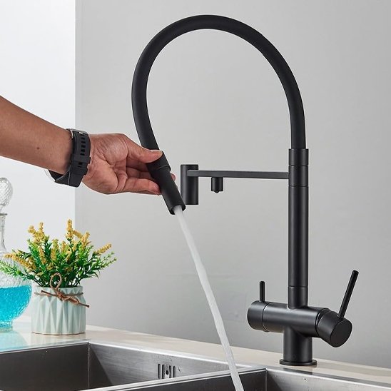Robinet de cuisine | Design Noir Mat 360°
