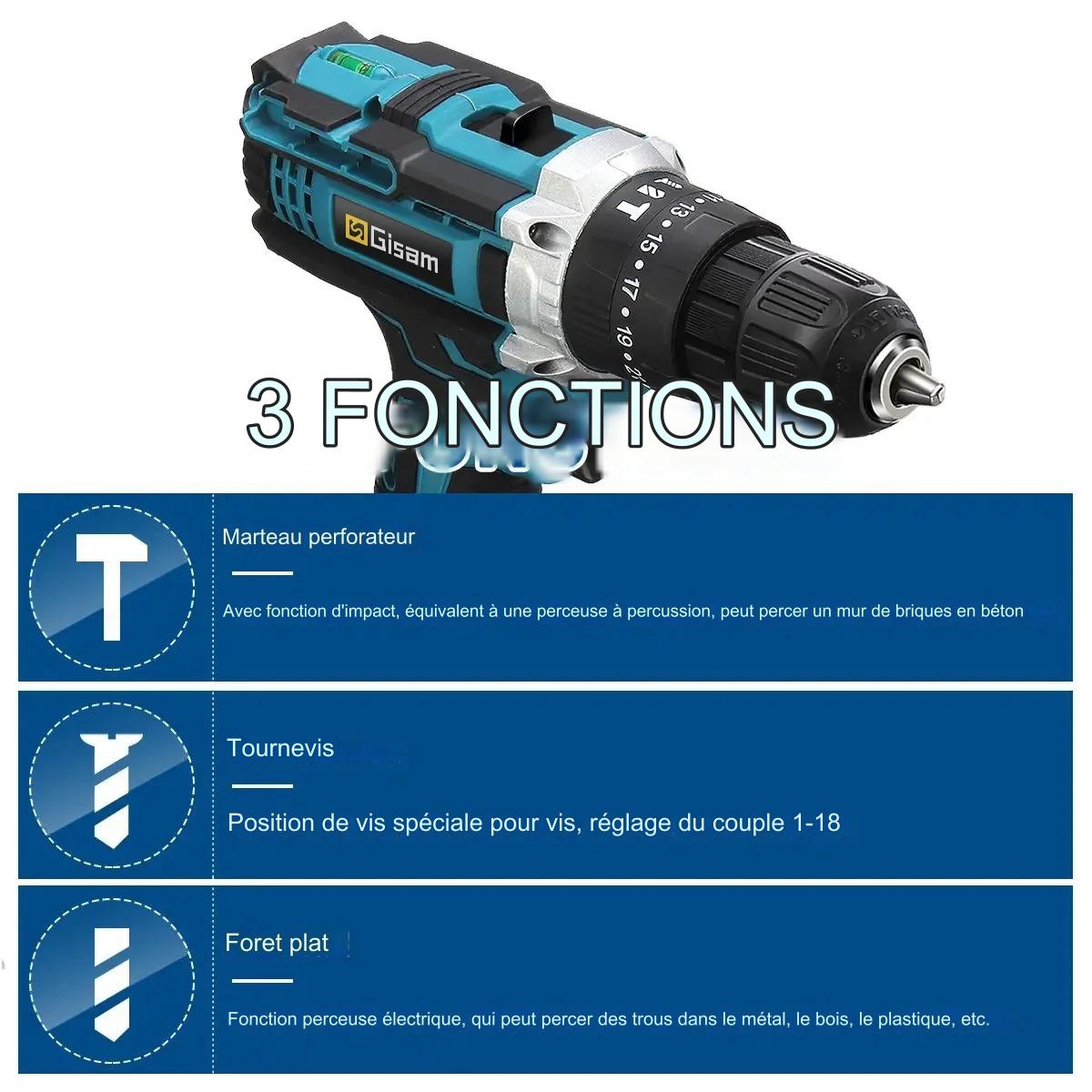 Perceuse visseuse-sans fil fonctions