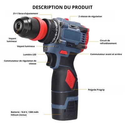 Perceuse visseuse - sans fil 16.8V 2en1