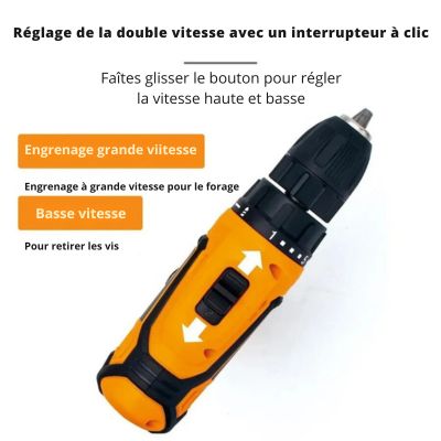 Perceuse visseuse sans fil-double vitesse