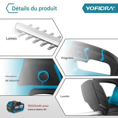 ✂️ Taille-haie électrique sans fil YOFIDRA 22" – Puissance & Polyvalence pour un Jardin Impeccable