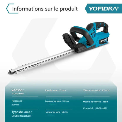 ✂️ Taille-haie électrique sans fil YOFIDRA 22" – Puissance & Polyvalence pour un Jardin Impeccable