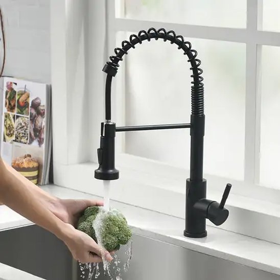 Robinet de cuisine noir mat à douchette | Elegance Pro