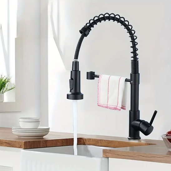 Robinet de cuisine noir mat à douchette | Elegance Pro